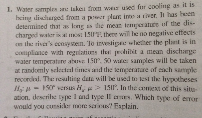 Solved 1. Water Samples Are Taken From Water Used For | Chegg.com