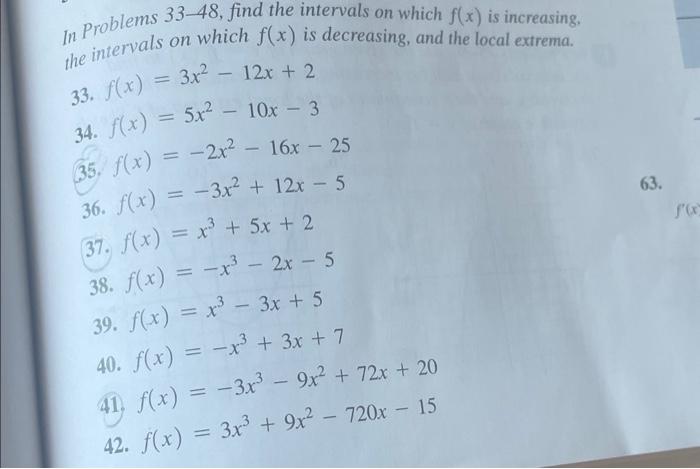 Solved In Problems 33-48, find the intervals on which f(x) | Chegg.com