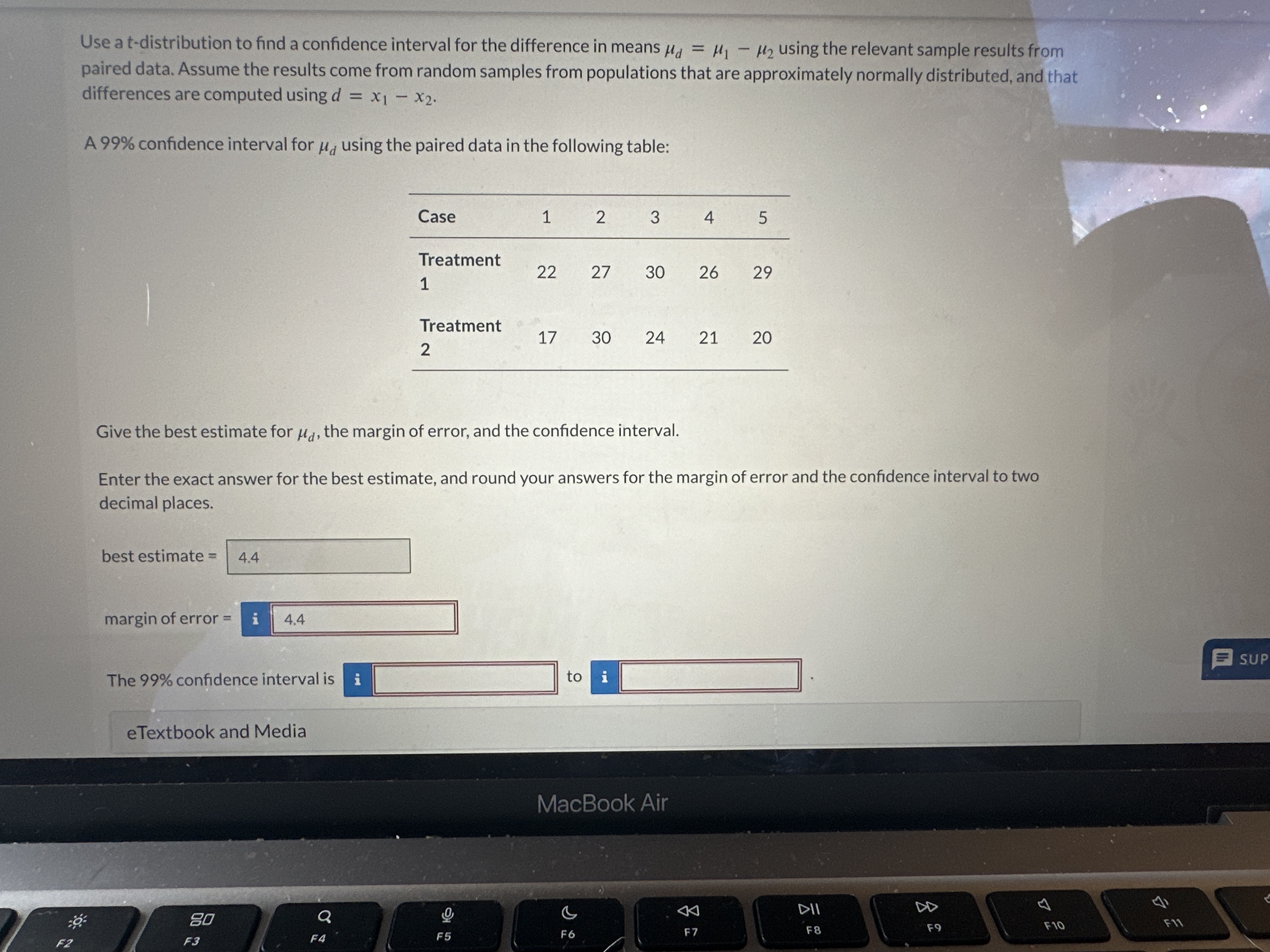 Solved Use a t-distribution to find a confidence interval | Chegg.com