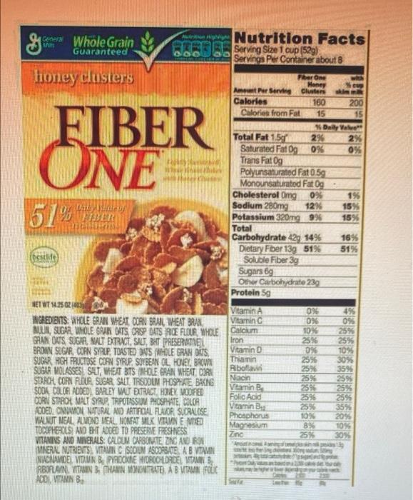 fiber one cereal nutrition facts