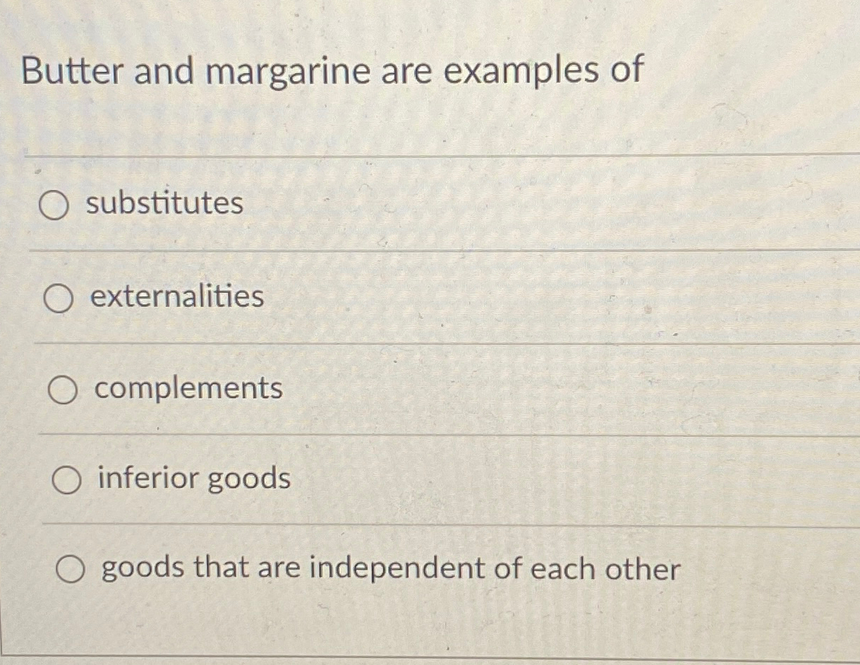 Solved Butter and margarine are examples