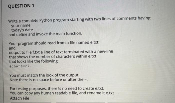 Solved QUESTION 1 Write a complete Python program starting | Chegg.com
