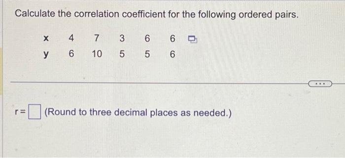 Solved Calculate the correlation coefficient for the | Chegg.com