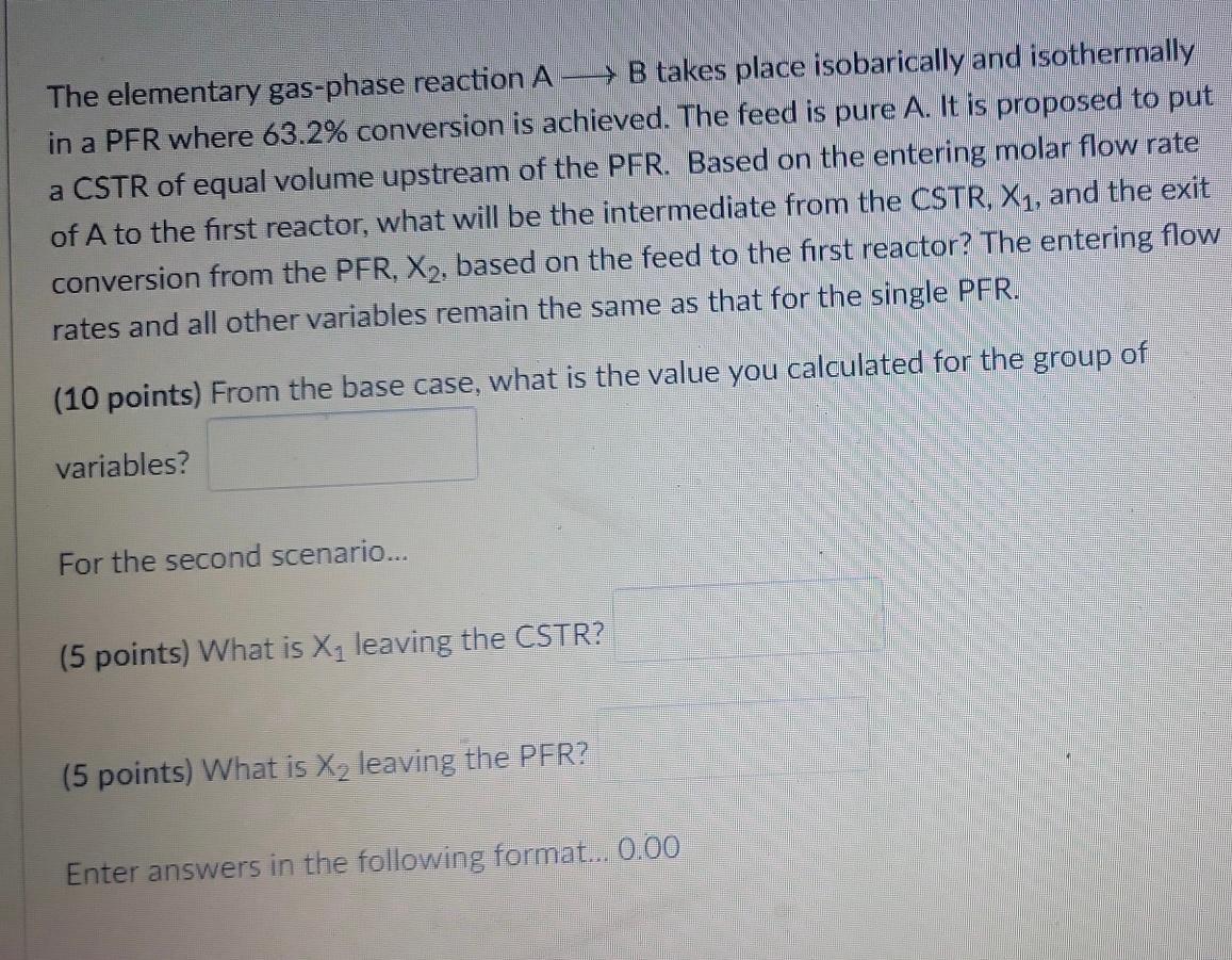 Solved The elementary gas-phase reaction A B takes place | Chegg.com