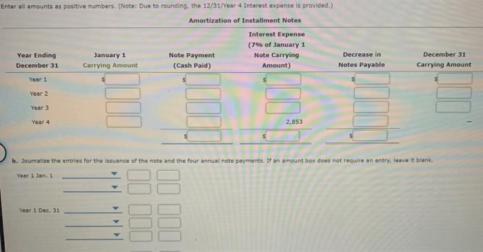 Enter all amounts as positive numbers. (Note: Due to | Chegg.com