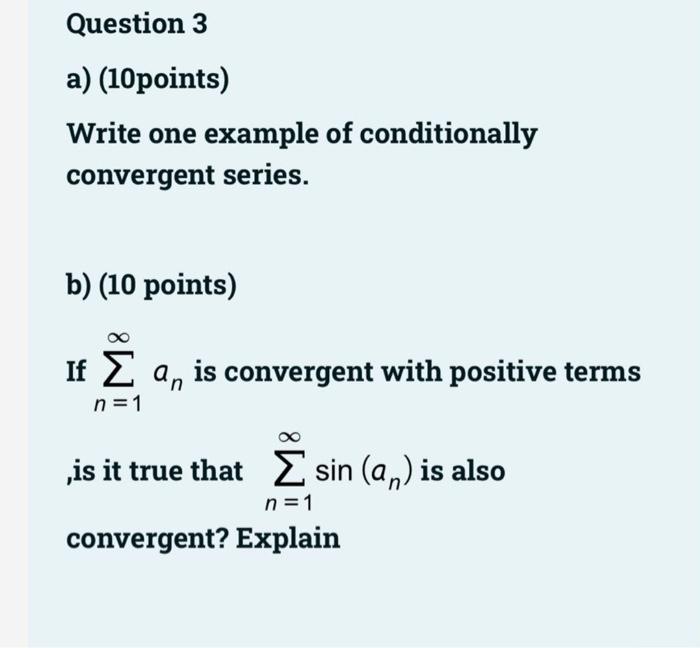 Solved Question 3 a) (10points) Write one example of | Chegg.com