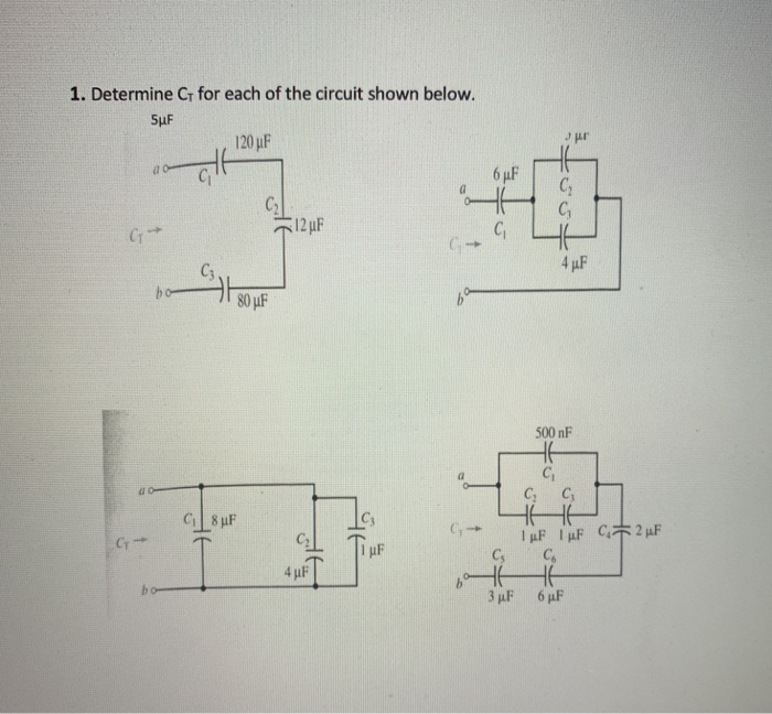 Solved 1. Determine C, for each of the circuit shown below. | Chegg.com