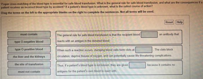 Proper cross-matching of the blood type is essential for safe blood transfusion. What is the general rule for safe blood tran