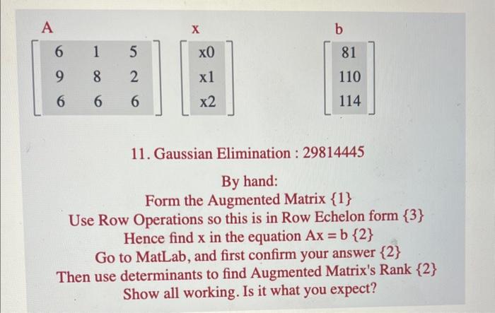 Solved 11. Gaussian Elimination : 29814445 By hand: Form the | Chegg.com