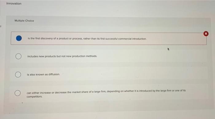 Solved Innovation Multiple Choice is the first discovery of | Chegg.com