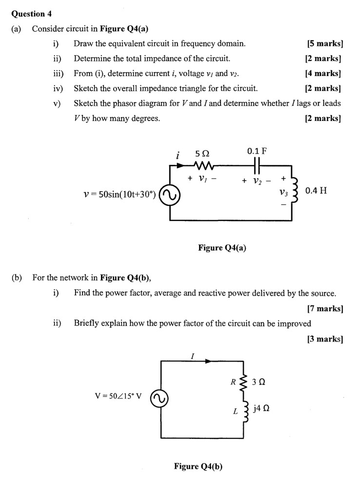 Solved Question 4 (a) Consider circuit in Figure Q4(a) i) | Chegg.com
