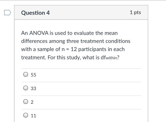 Solved Question Pts An ANOVA Is Used To Evaluate The Chegg Com