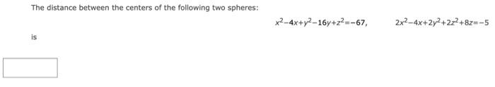 Solved The distance between the centers of the following two | Chegg.com