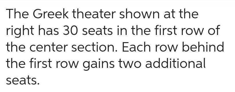 Solved The Greek theater shown at the right has 30 seats in