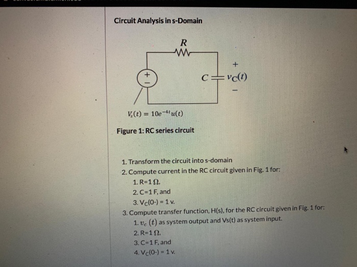 Solved Circuit Analysis In S Domain R C Vct V T Chegg Com