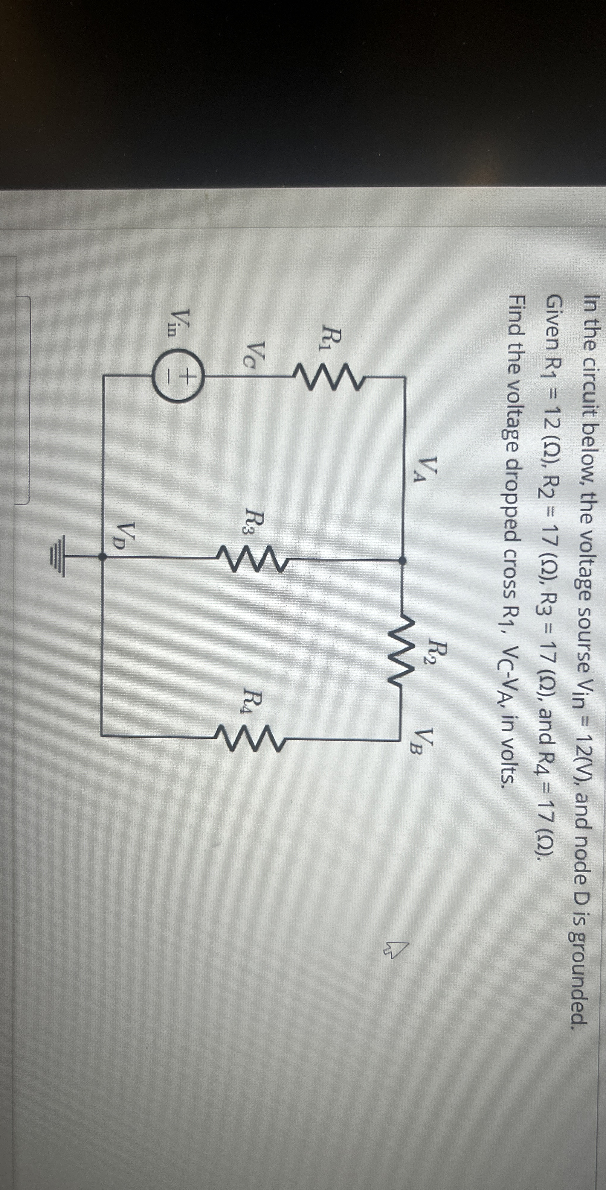 Solved In The Circuit Below The Voltage Sourse Vin V Chegg Com