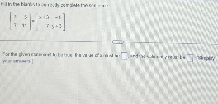 Solved Fill in the blanks to correctly complete the | Chegg.com