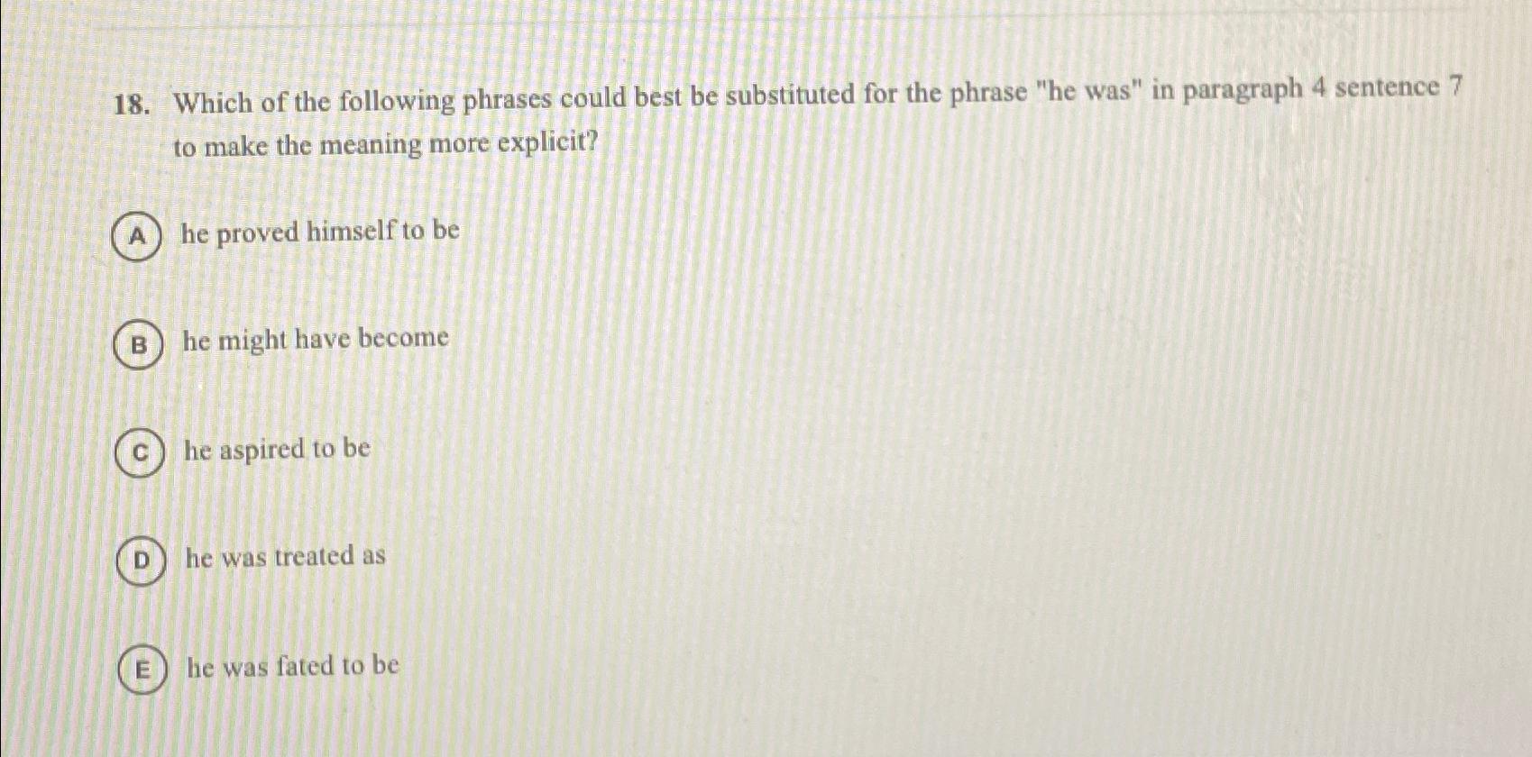 Solved Which of the following phrases could best be | Chegg.com