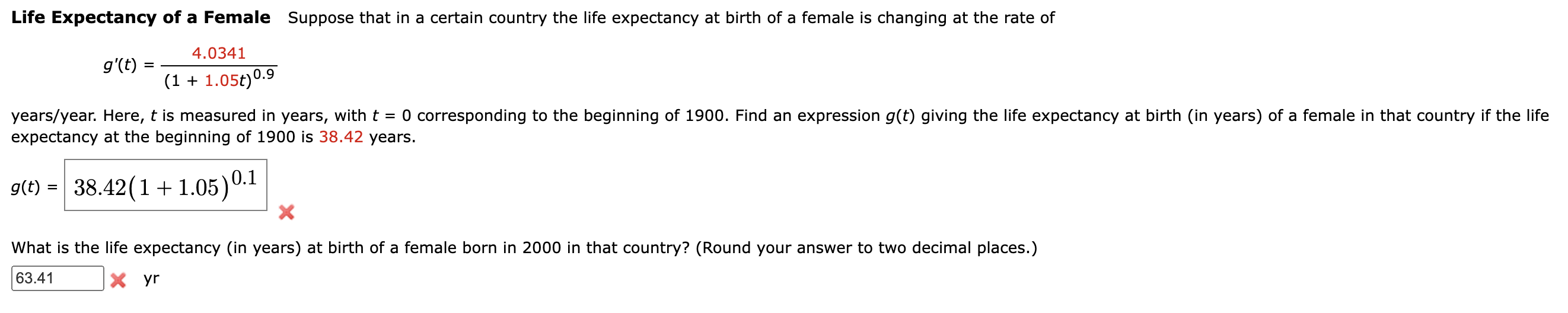 Solved Life Expectancy of a Female Suppose that in a certain | Chegg.com