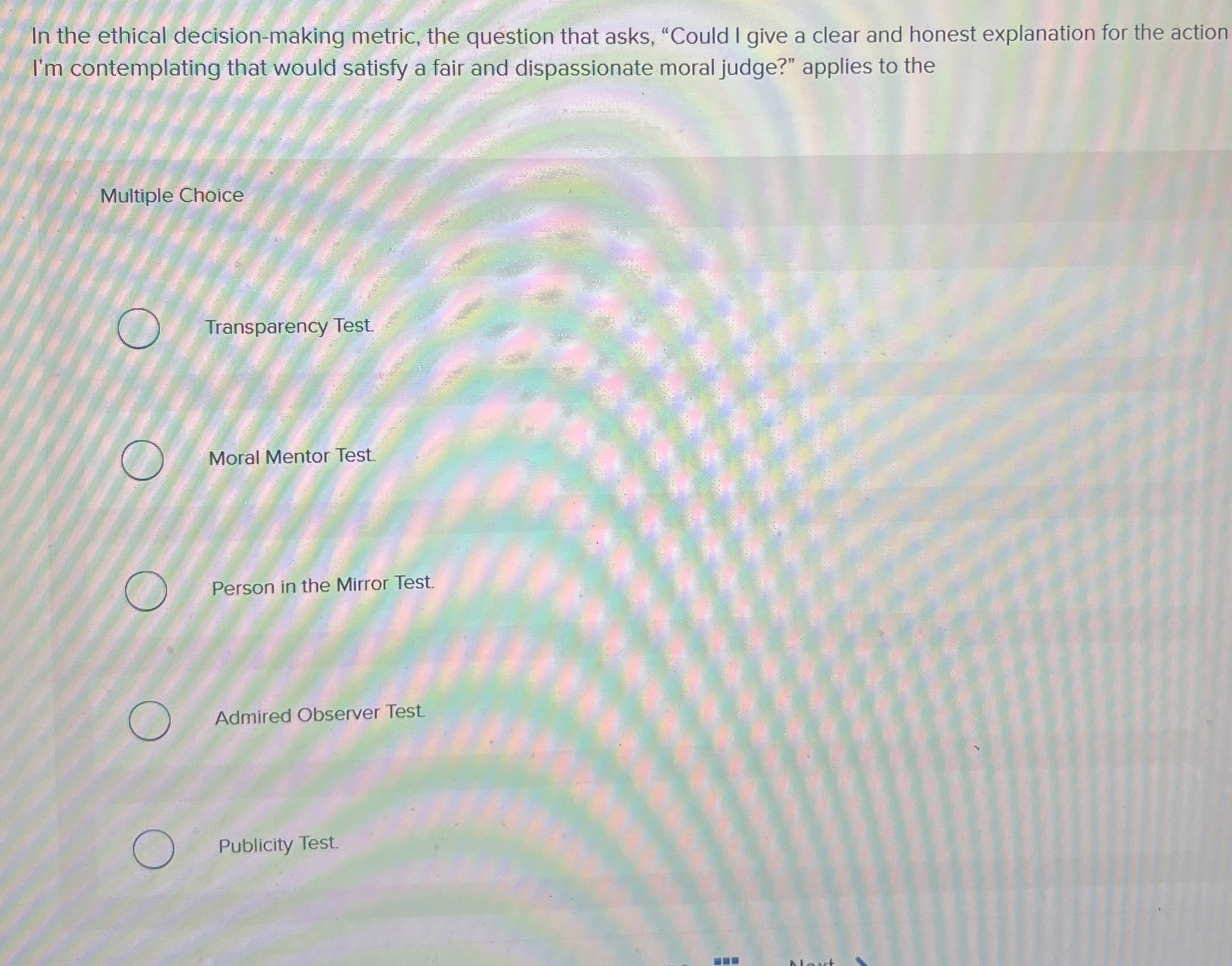 Solved In the ethical decision-making metric, the question | Chegg.com