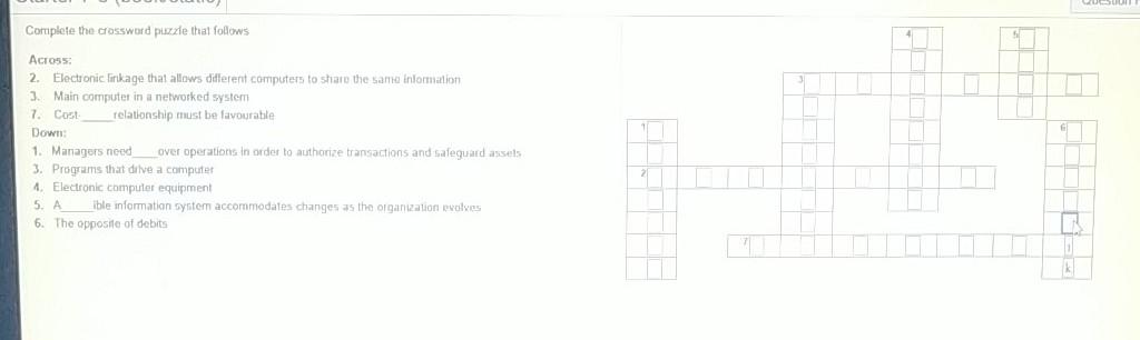 Solved Complete the crossword puzzle that follows Across: 2 Chegg com