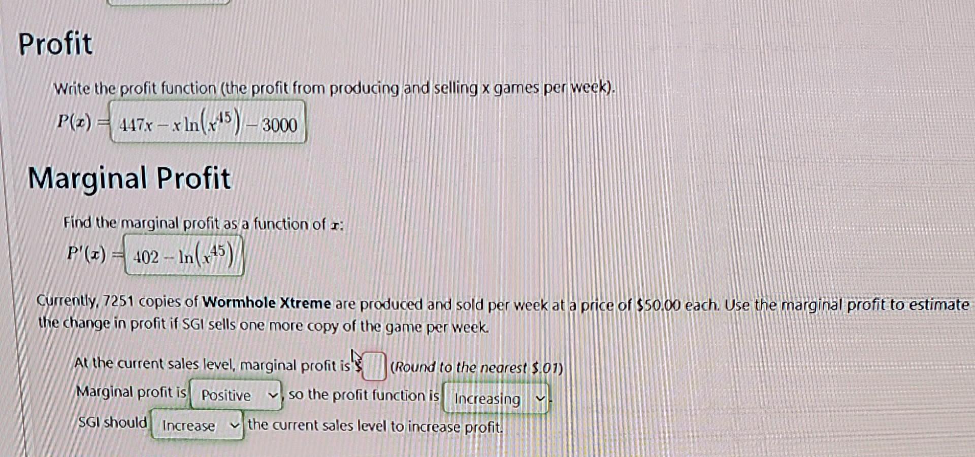 Solved Profit Write the profit function (the profit from | Chegg.com