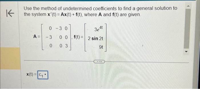 Solved Use the method of undetermined coefficients to find a | Chegg.com