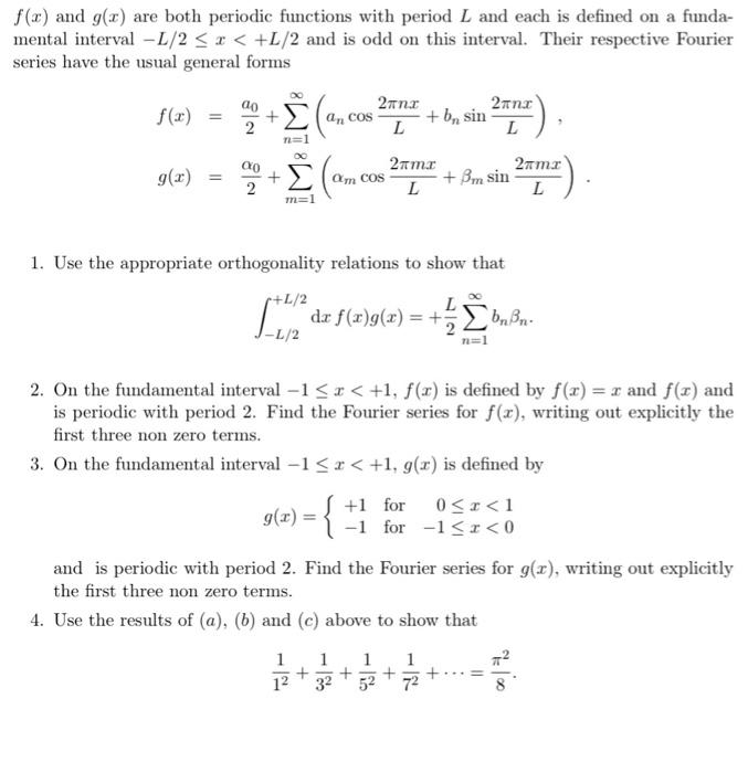 Solved f(x) and g(x) are both periodic functions with period | Chegg.com