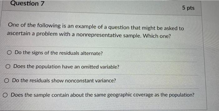 Solved Question 7 5 pts One of the following is an example | Chegg.com