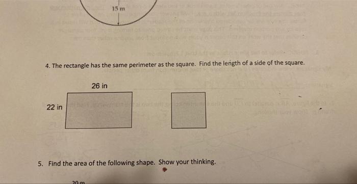 Solved 4. The rectangle has the same perimeter as the | Chegg.com