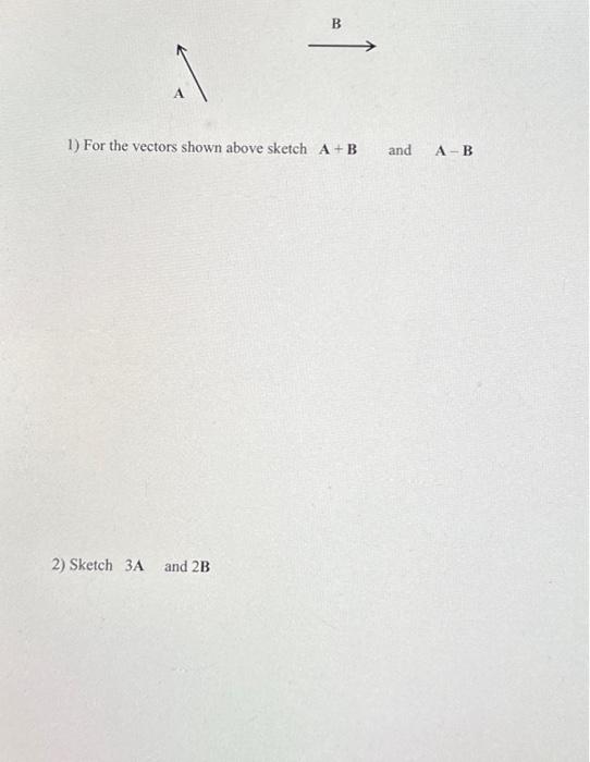 Solved J B 1) For The Vectors Shown Above Sketch A + B 2) | Chegg.com