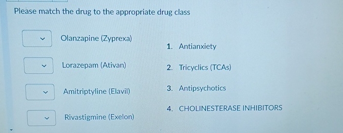 Solved Please match the drug to the appropriate drug | Chegg.com