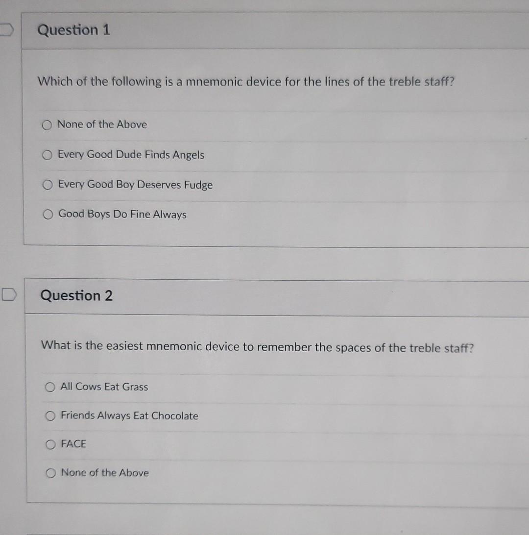 Solved Which of the following is a mnemonic device for the