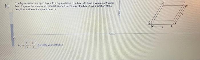 Solved The figure shows an open box with a square base. The | Chegg.com