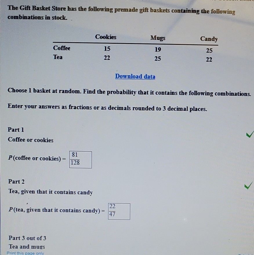 Solved The Gift Basket Store has the following premade gift