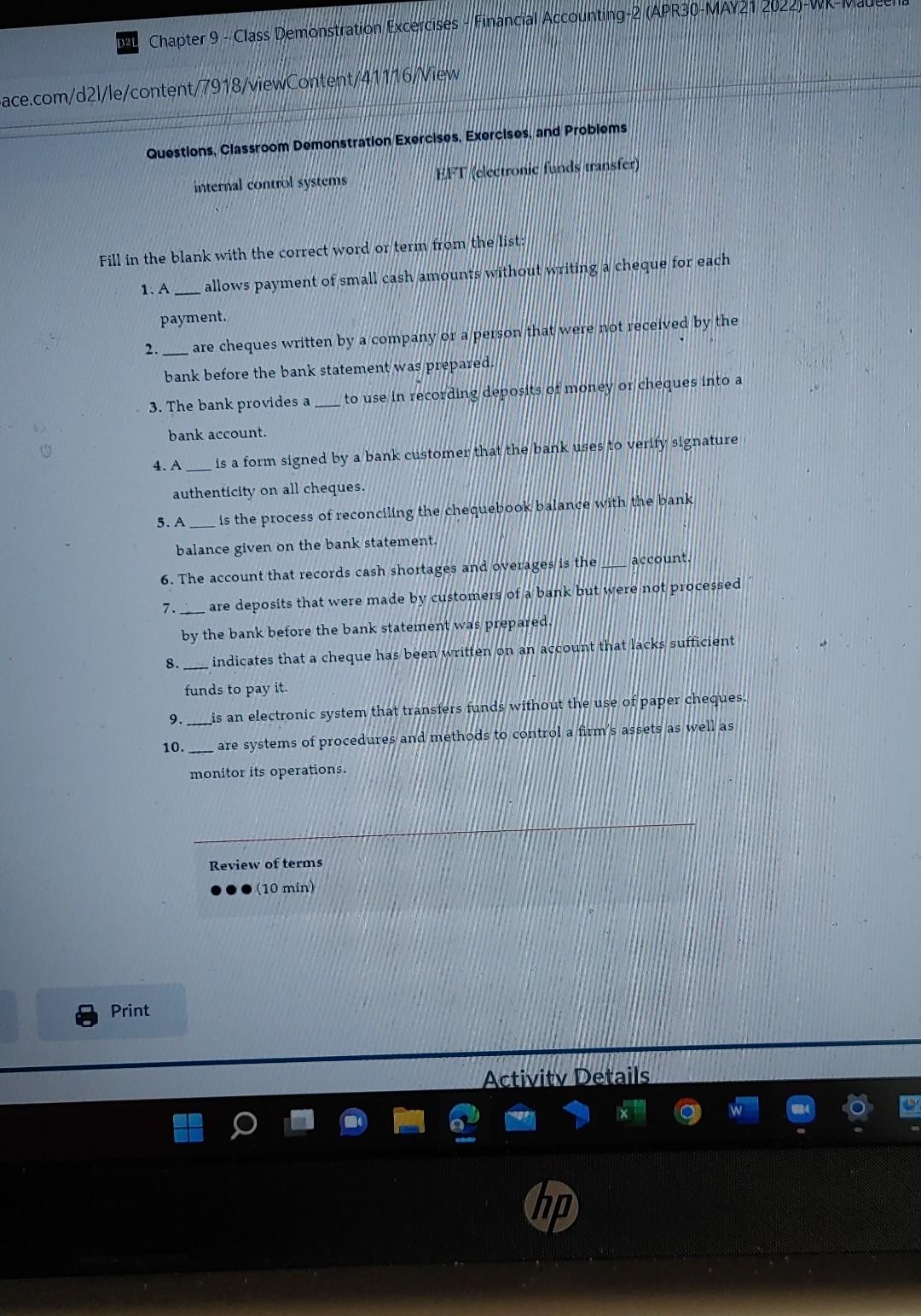 Solved DEL Chapter 9 - Class Demonstration Excercises - | Chegg.com