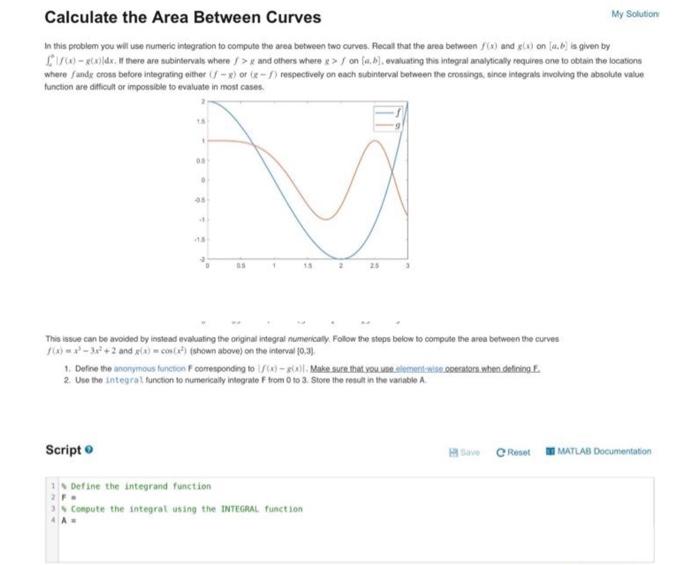 Solved Calculate the Area Between Curves My Solution In this | Chegg.com