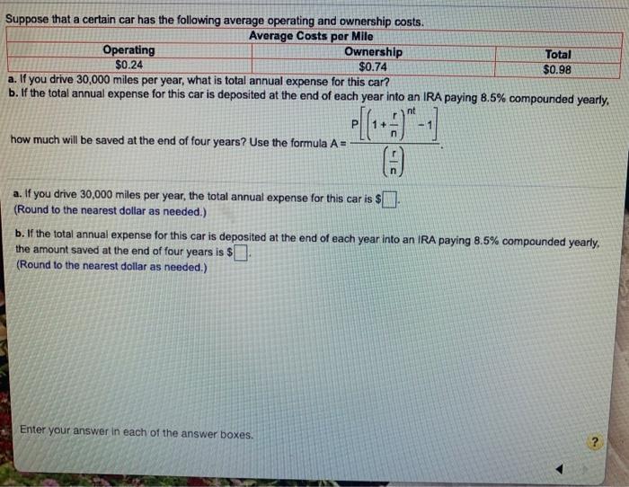 Solved Suppose that a certain car has the following average