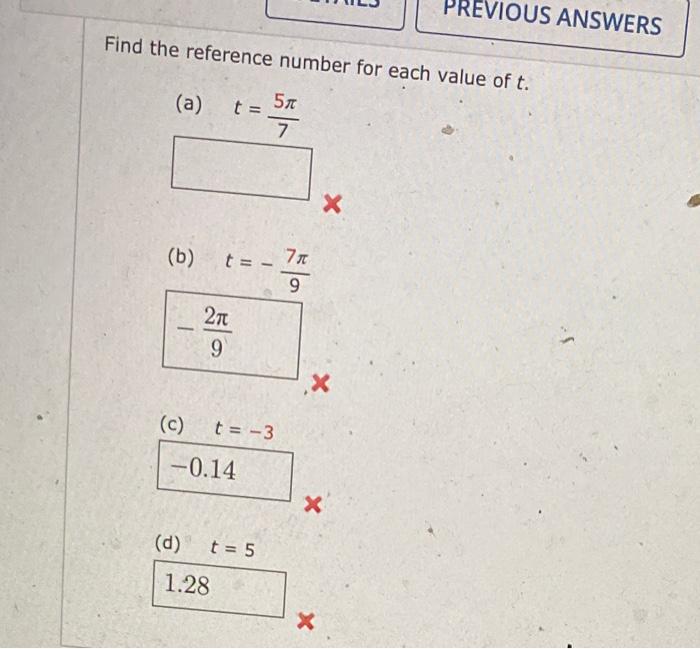 Solved PREVIOUS ANSWERS Find the reference number for each | Chegg.com