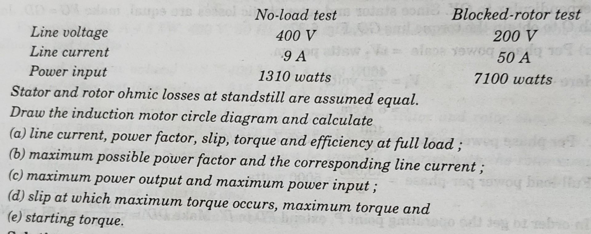 Solved A 15 kW , 400 V , 4 pole , 50 Hz , 3 phase star | Chegg.com
