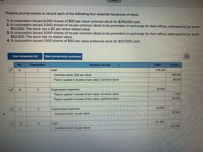 Solved Prepare journal entries to record each of the | Chegg.com