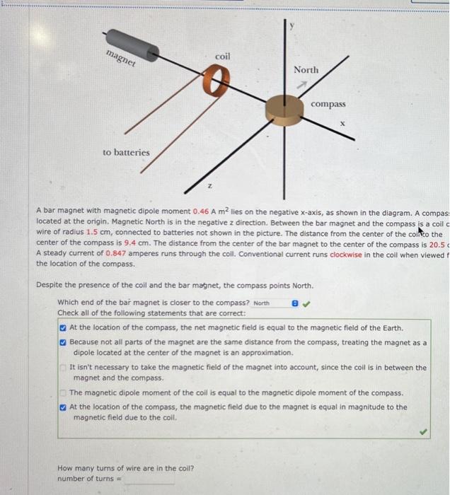 Solved A bar with dipole moment 0.46 A m2