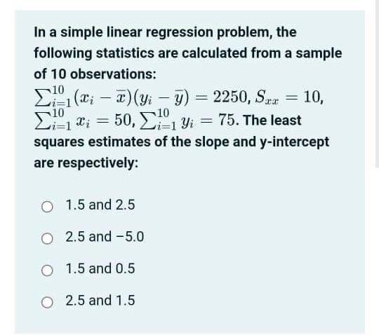 Solved In a simple linear regression problem, the following | Chegg.com