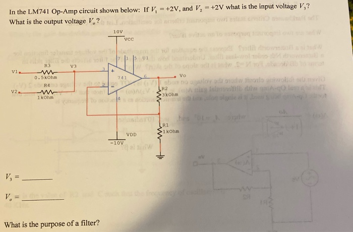 Solved In The Lm741 Op Amp Circuit Shown Below If V 2v
