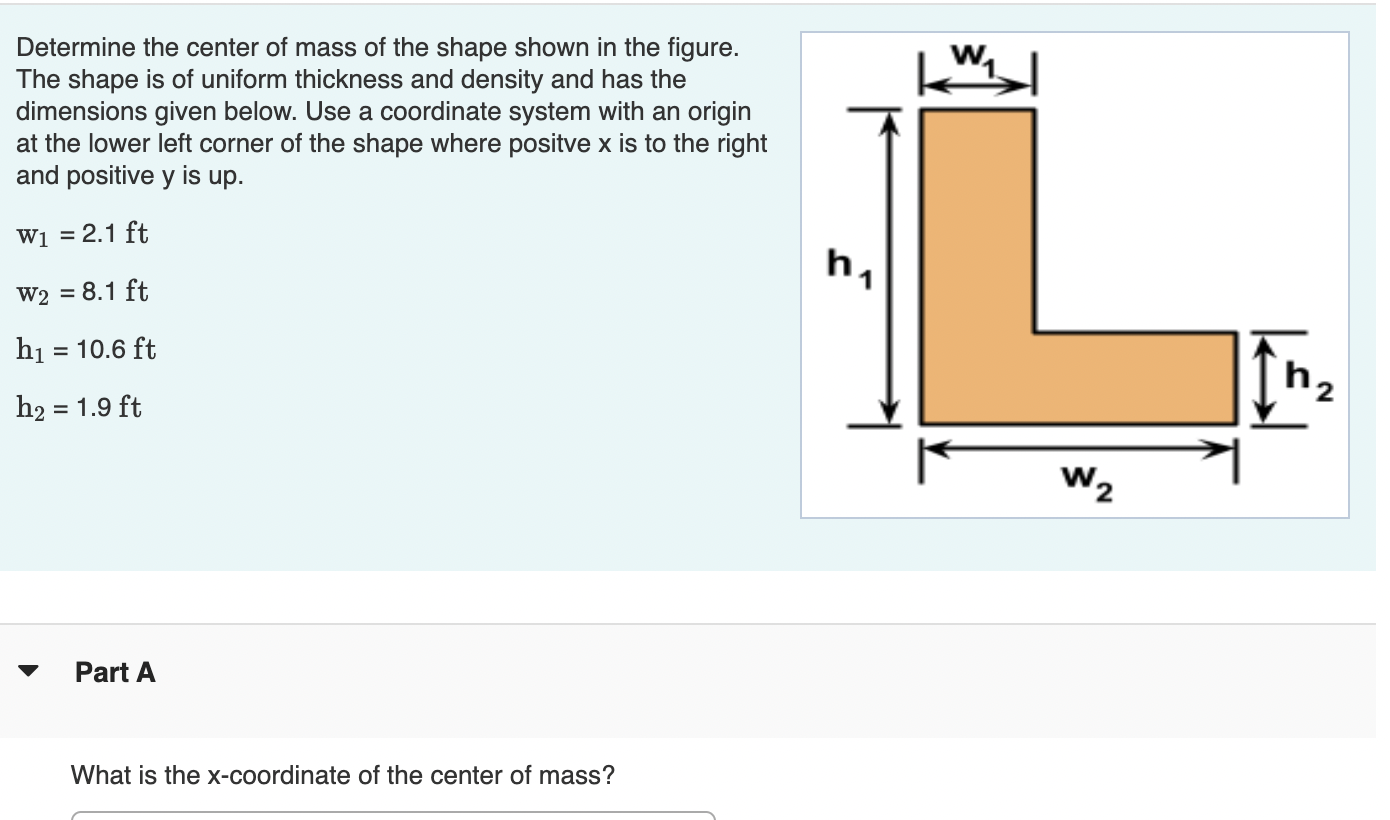 Solved Determine the center of mass of the shape shown in | Chegg.com