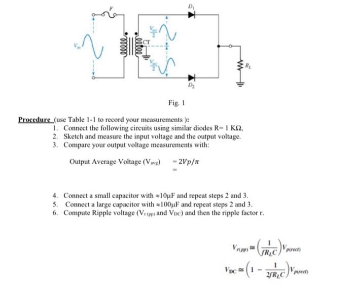 Solved Measurements (Center Tap) Circuit Vavg Vrms Vp VPP | Chegg.com