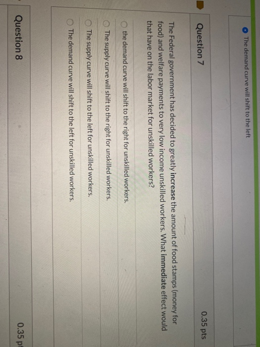 Solved The demand curve will shift to the left Question 7 | Chegg.com
