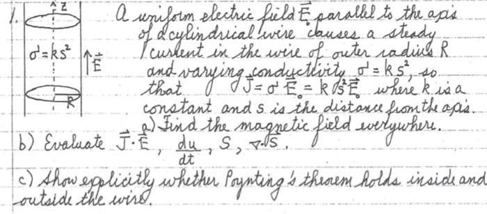 Solved A uniform electric field E parallel to the axis of a | Chegg.com