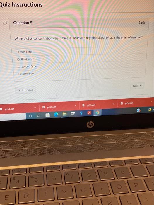 Solved Quiz Instructions D Question 9 1 pts When plot of | Chegg.com