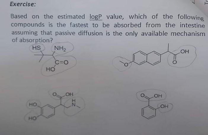 Solved Exercise: 2. Based on the estimated logP value, which | Chegg.com